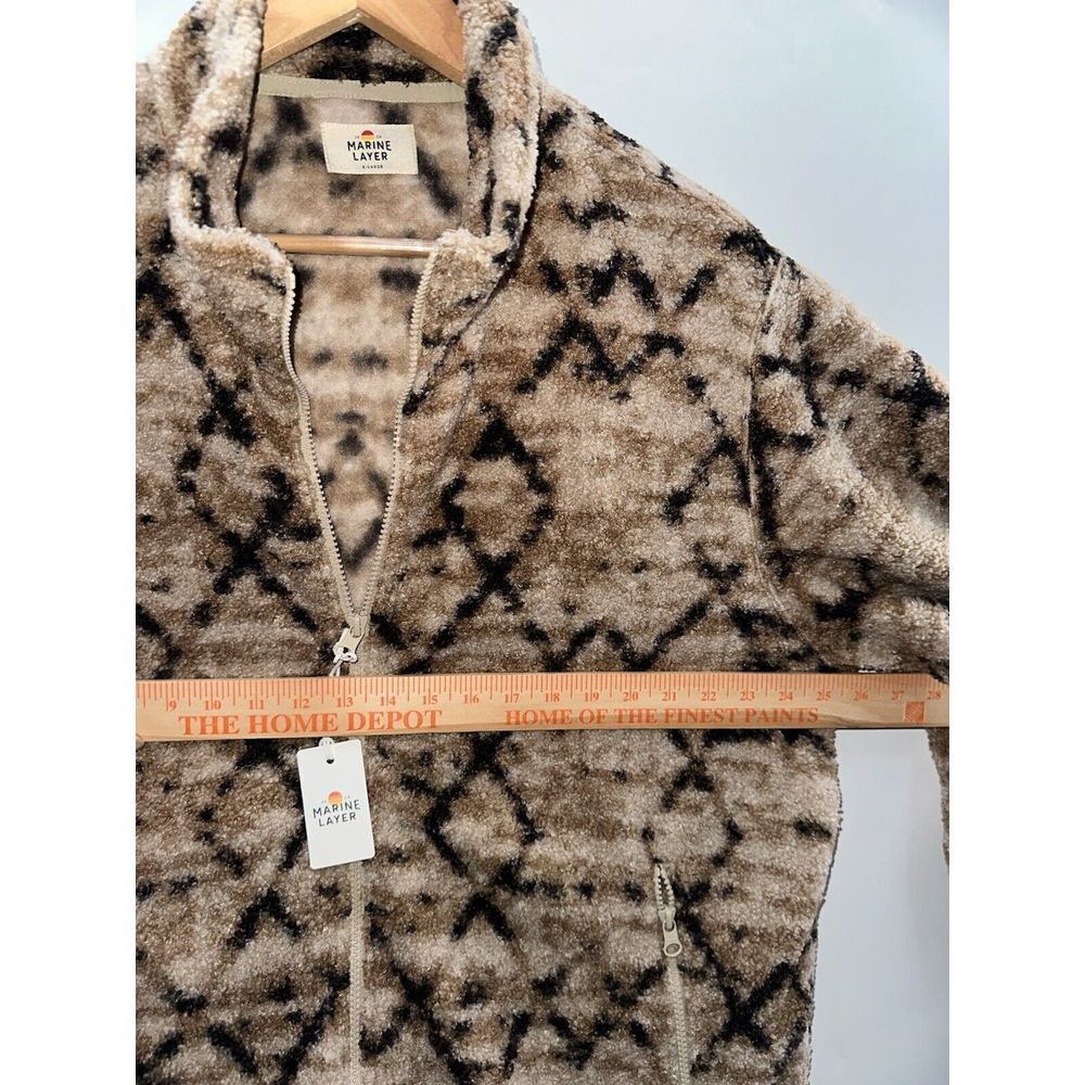 Marine‎ Layer NWT Mason Sherpa Full Zip Jacket In Tan Geo For Men's XL - Picture 5 of 10